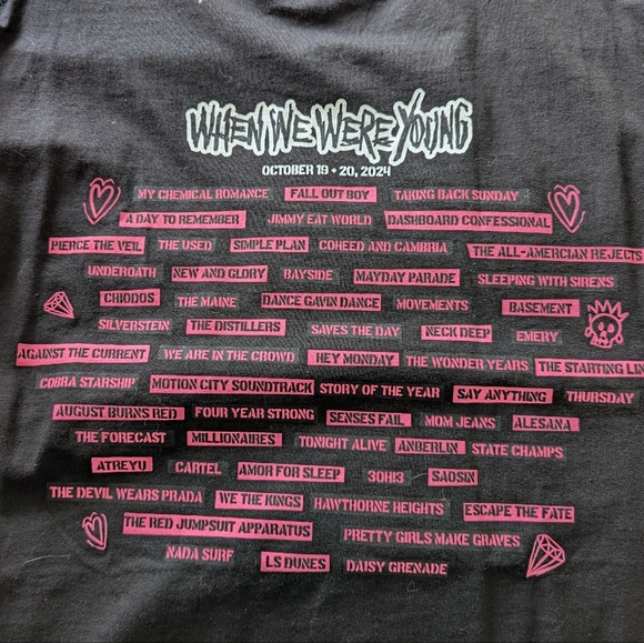 Black Men's Shirt with Pink Bunny Graphic - When We Were Young 2024 XXL - Picture 4 of 4